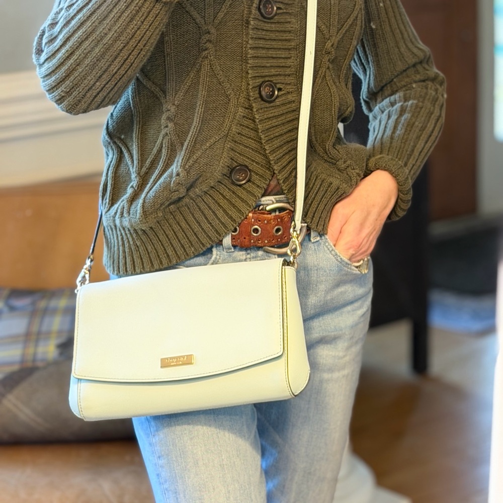 Kate Spade Old Money Laurel Way Greer Saffiano Crossbody Blue (EUC)